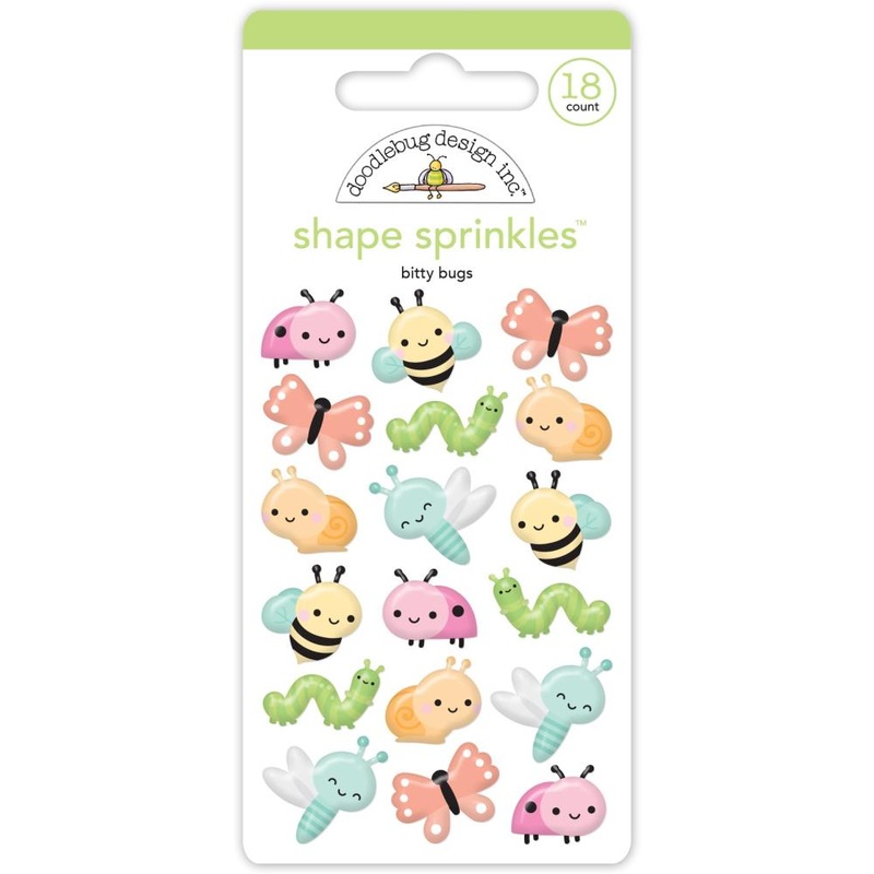 Doodlebug Sprinkles Adhesive Glossy Enamel Shapes – Bitty Bugs 18/Pkg