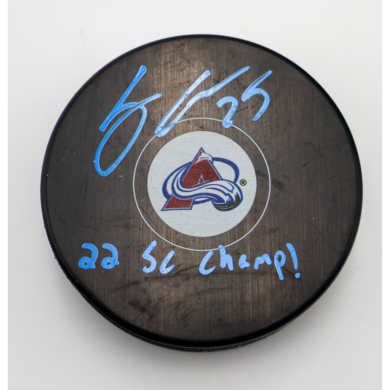 Logan O’Connor Signed Colorado Avs Hockey Puck Inscribed 22 SC Champ! LSM COA