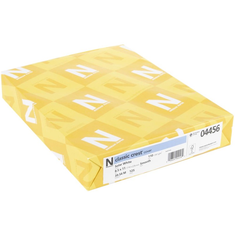 Neenah 110lb Classic Crest Cardstock 8.5X11 Solar White (PER UNIT)
