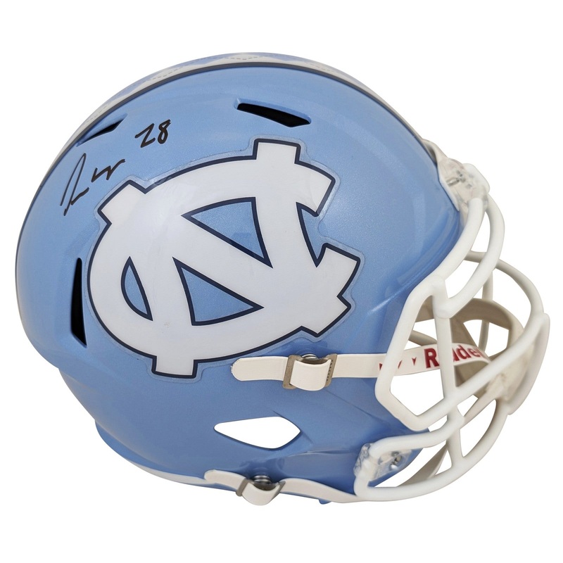 North Carolina Omarion Hampton Signed Full Size Speed Rep Helmet BAS Witnessed