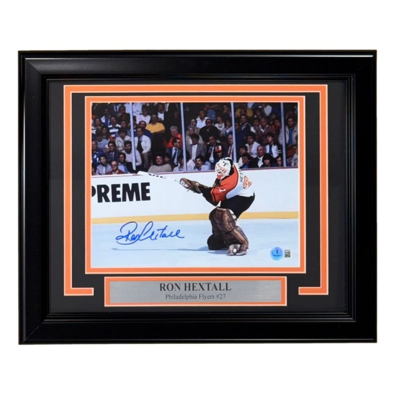 Ron Hextall Signed Framed 8×10 Philadelphia Flyers 1st Goal Photo BAS