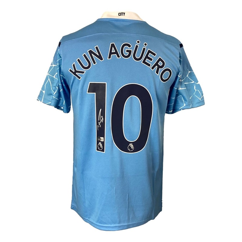 Sergio Aguero Signed Manchester City Puma Soccer Jersey BAS