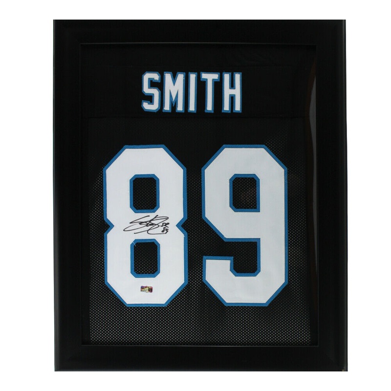 Steve Smith Signed Carolina Framed 27 x 23 Custom Black Jersey