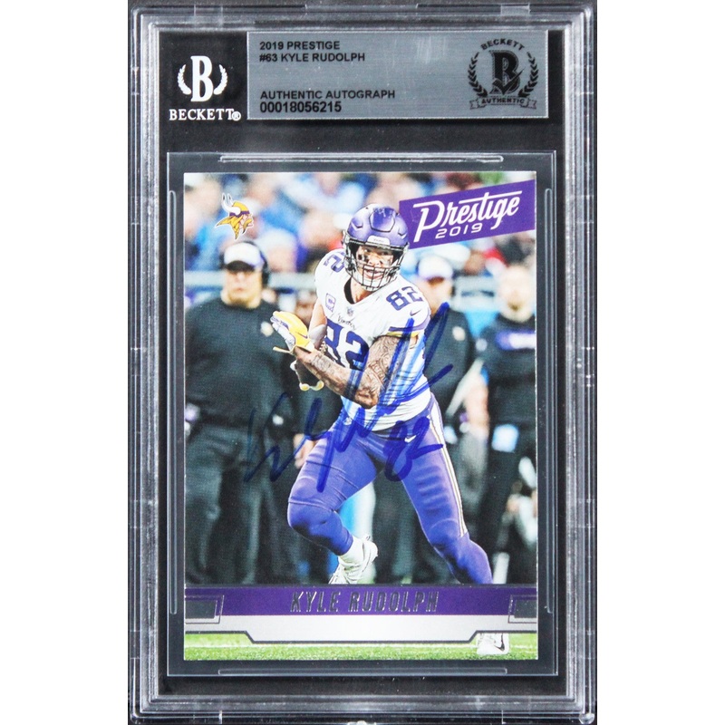 Vikings Kyle Rudolph Authentic Signed 2019 Prestige #63 Card BAS Slabbed