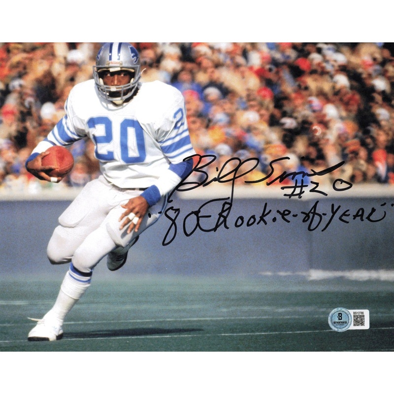 Billy Sims Autographed 8×10 Photo Lions 80 Rookie of Year Beckett QR #BS12786