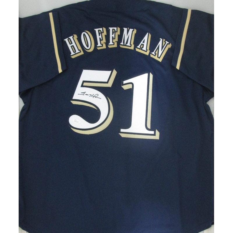 Brewers TREVOR HOFFMAN Signed Custom Navy Replica Jersey AUTO – HOF – JSA