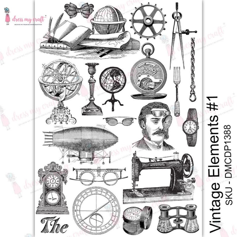 Dress My Craft Transfer Me Sheet A4 Vintage Elements #1