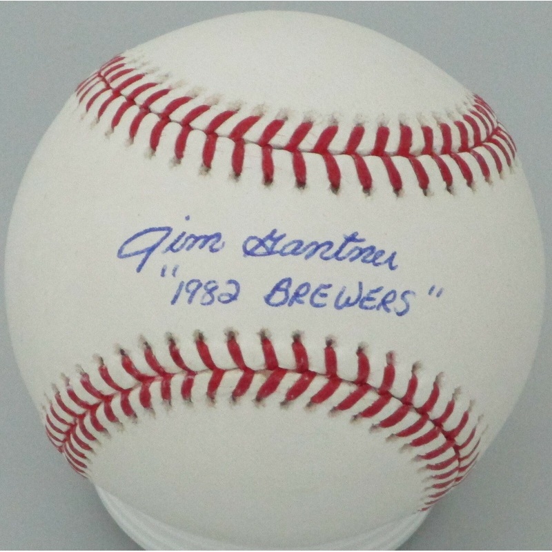 Milw. Brewers JIM GANTNER Signed Official MLB Baseball AUTO w/ 1982 Brewers