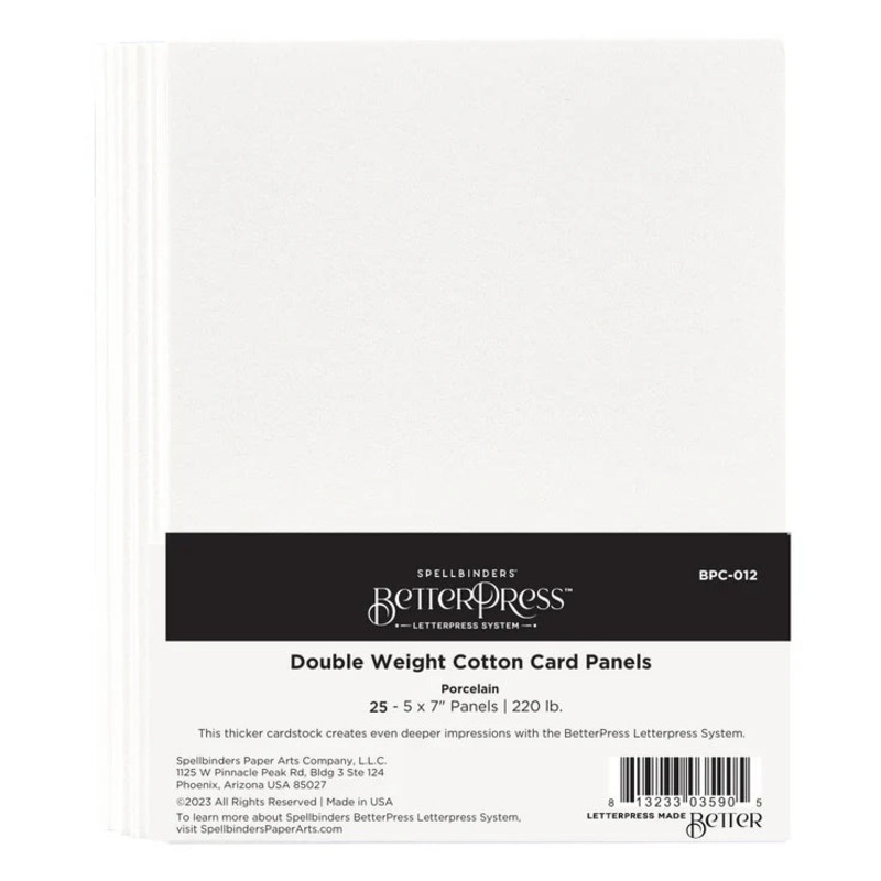 Spellbinders – Porcelain Double Weight BetterPress A7 Cotton Card Panels – 25 Pack
