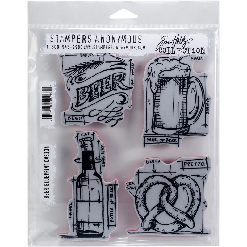 Tim Holtz Cling Stamps – Beer Blueprint 7X8.5