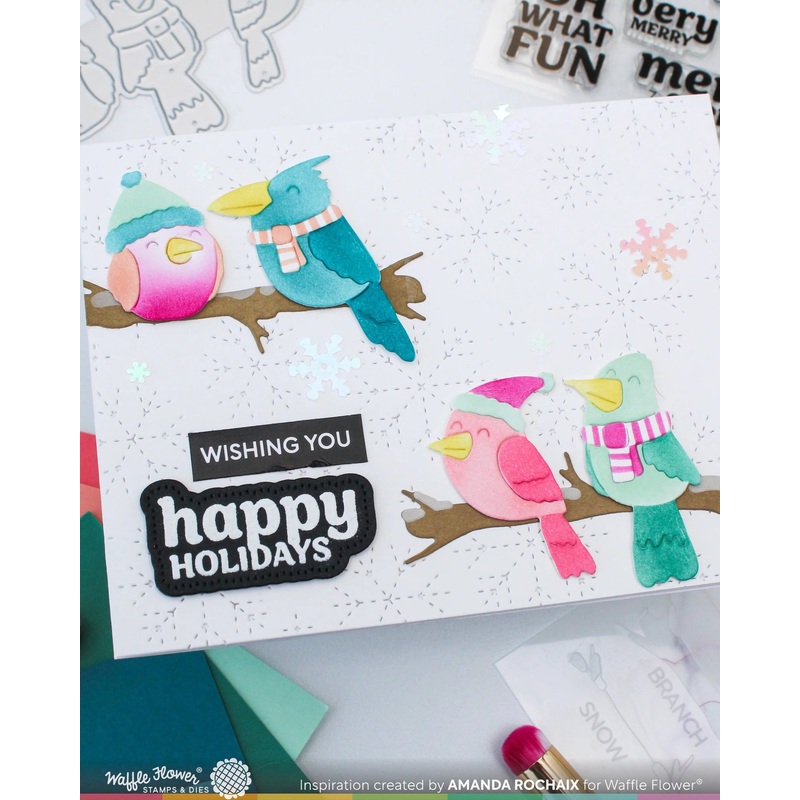 Waffle Flower – Birdie Friends in Winter Stencil