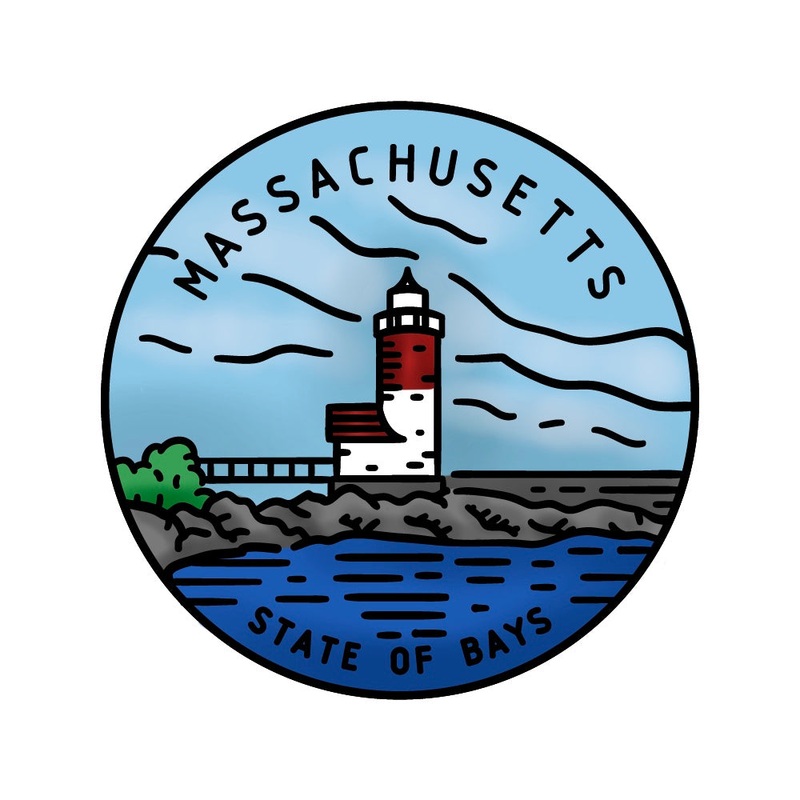 50 States Circles – 2×2 Stamp Set – Massachusetts