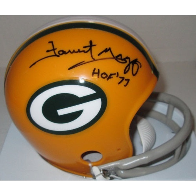 Packers FORREST GREGG Signed Throwback 2-Bar Mini Helmet Auto w / HOF ’77 – JSA