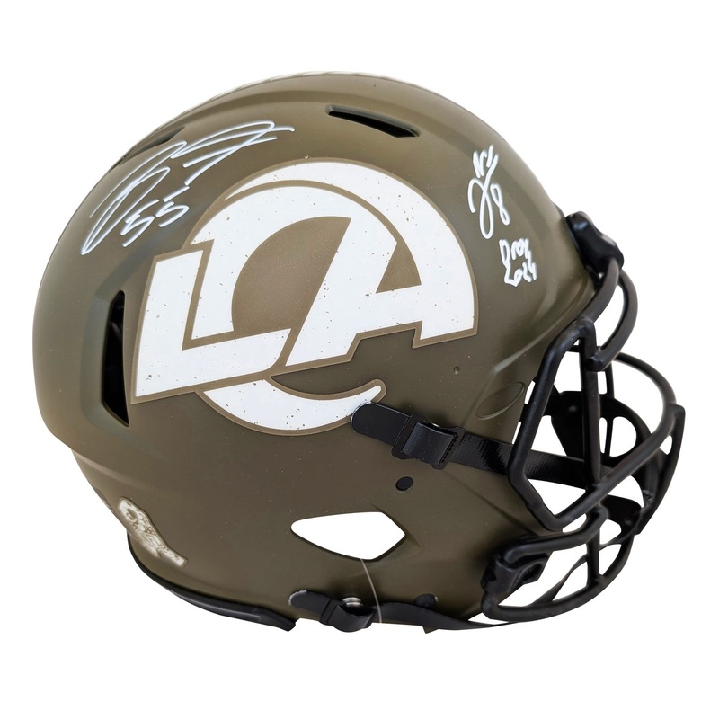 Rams Jared Verse & Braden Fiske Signed STS Full Size Speed Proline Helmet BAS W