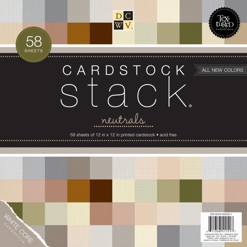 DCWV Single-Sided Cardstock Stack 12X12 58/Pkg Neutrals White Core, 29 Solid Colors/2ea