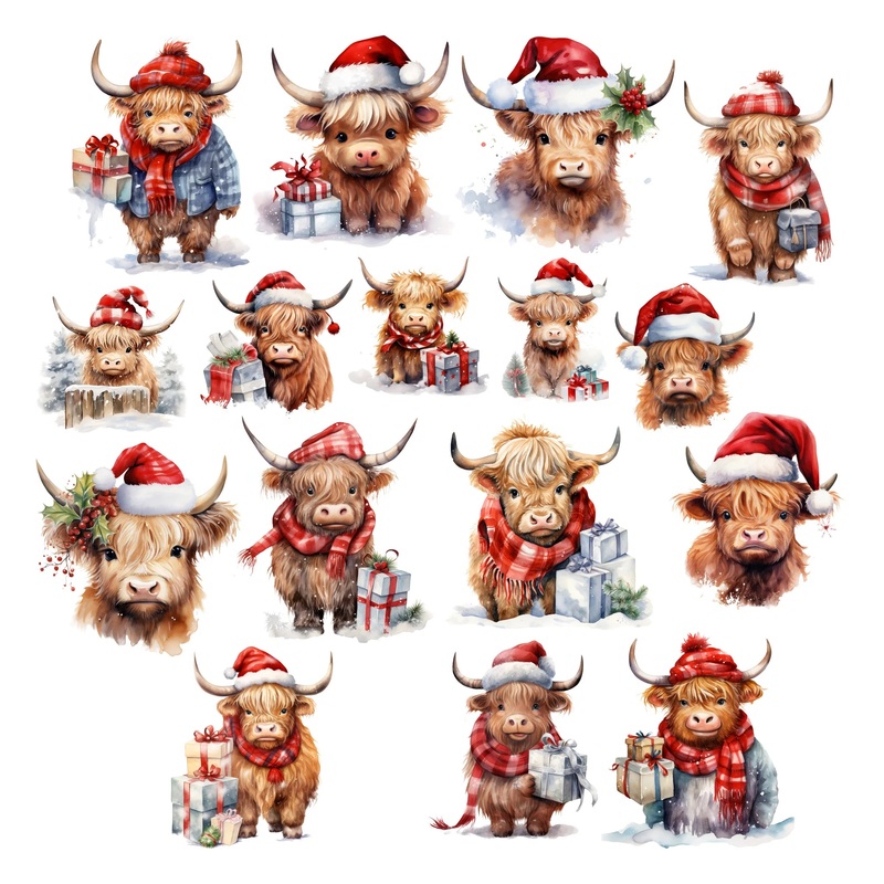Simply Stated – Country Christmas Highland Cows Ephemera