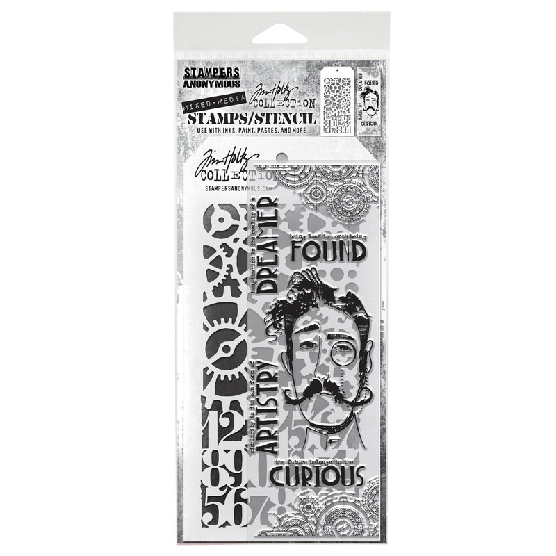 Stampers Anonymous Media #37 Tim Holtz Clear Stamp and Stencil