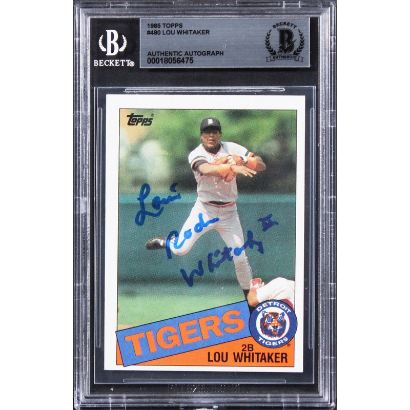 Tigers Lou Whitaker Authentic Signed 1985 Topps #480 Card BAS Slabbed