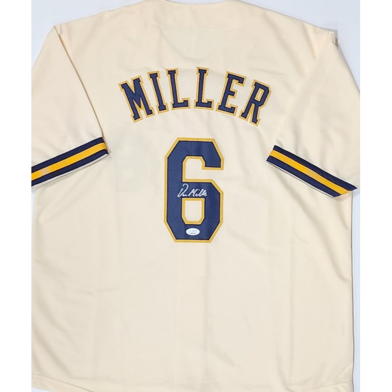 Brewers Infielder OWEN MILLER Signed Custom Replica Cream Jersey AUTO – JSA