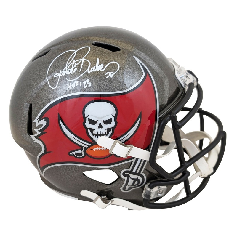 Buccaneers Ronde Barber HOF 23 Signed Full Size Speed Rep Helmet BAS Witness