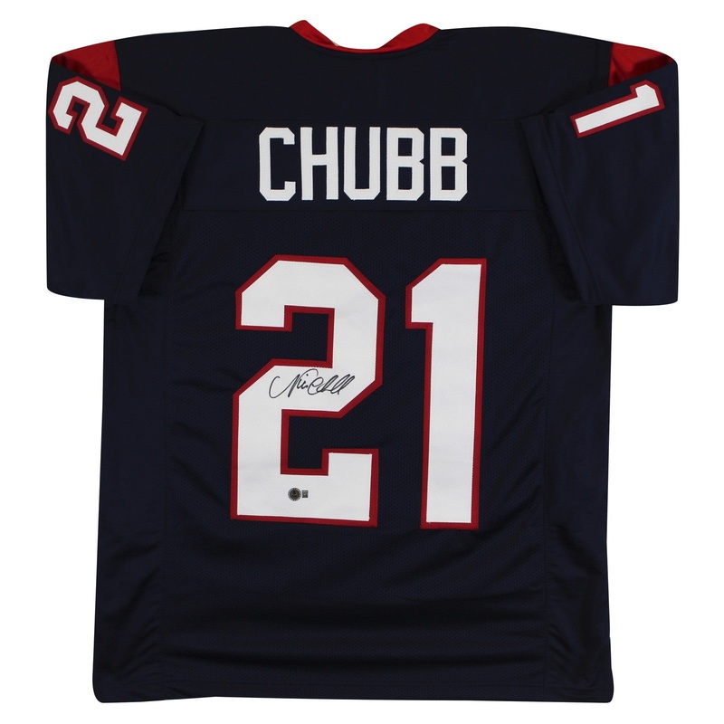 Nick Chubb Authentic Signed Navy Pro Style Jersey Autographed BAS Witnessed