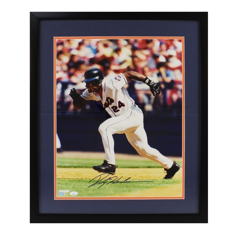 Rickey Henderson Signed New York Mets Framed 16×20 Running MLB Photo