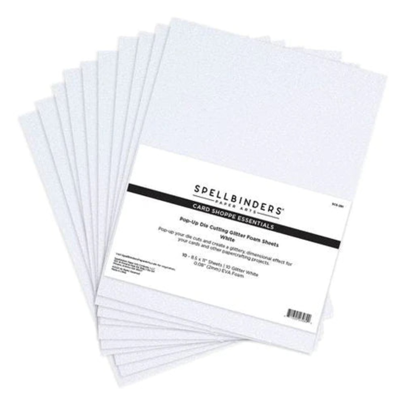 Spellbinders Pop-Up Die Cutting Glitter Foam Sheets – White
