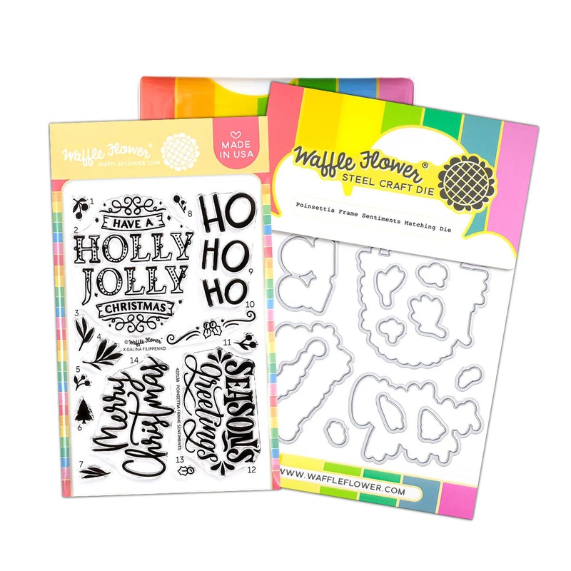 Waffle Flower x Galina Filippenko – Poinsettia Frame Sentiments Combo
