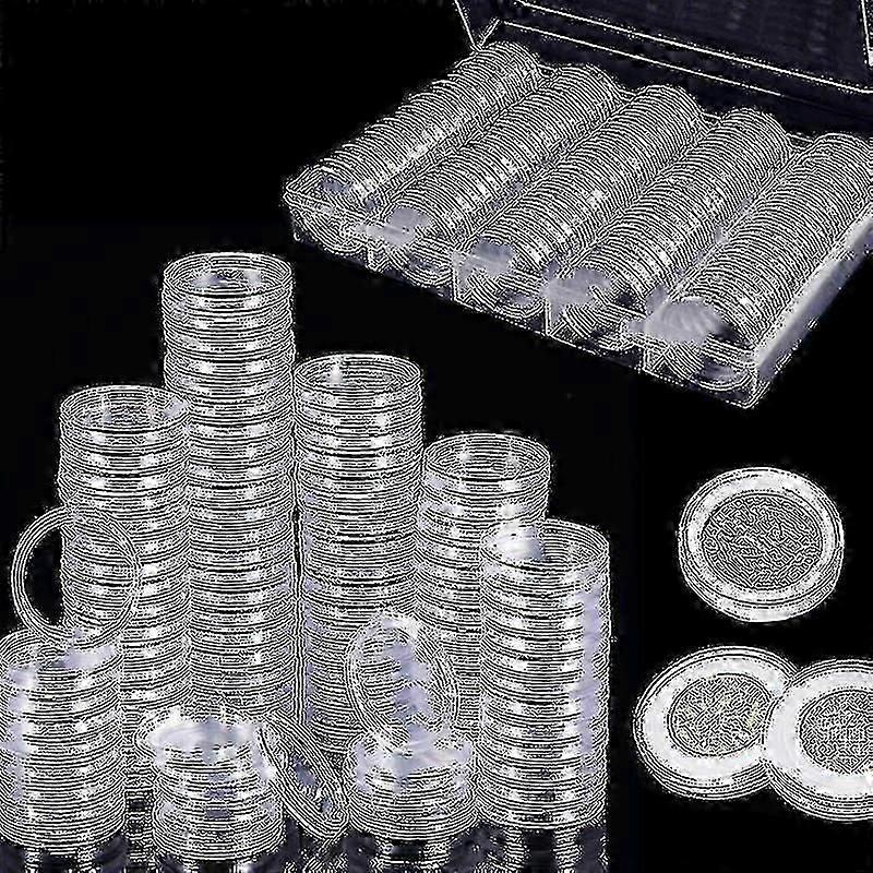 2024,100pcs Plastic Coin Capsules Coin Collection With Storage Box For Coin Collection-HPZX