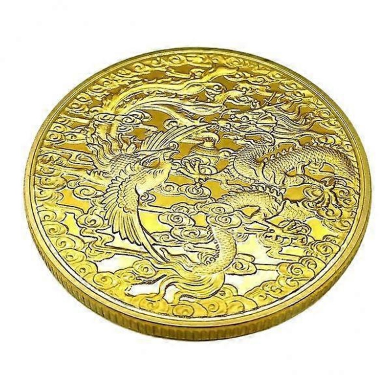 3-4pack Dragon Phoenix Commemorative Coin Lucky Divination Souvenir Arts Golden