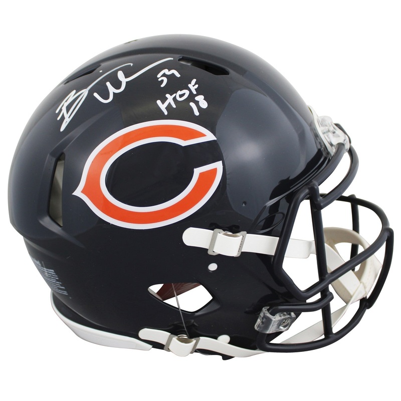 Bears Brian Urlacher HOF 18 Signed Full Size Speed Proline Helmet BAS Witness