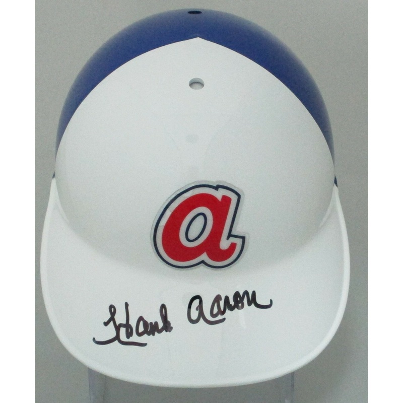 Braves HANK AARON Signed Full Size White Atlanta Batting Helmet AUTO – JSA