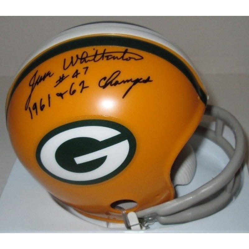 Packers JESSE WHITTENTON (d) Signed Mini Helmet AUTO w/ 1961 & 62 Champs