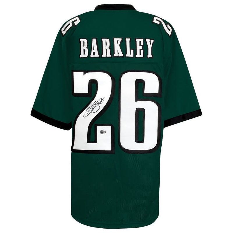 Saquon Barkley (EAGLES) Signed Dark Green Custom Football Jersey -(BECKETT COA)