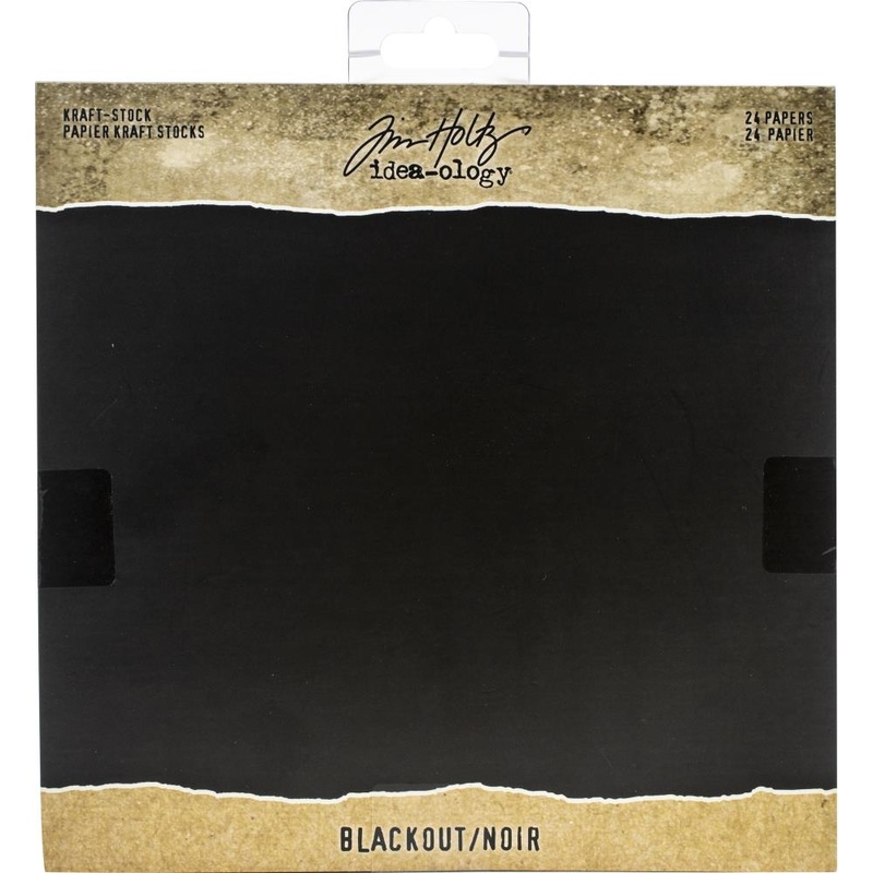 Tim Holtz Idea-Ology Kraft Stock Cardstock Pad 8X8 24/Pkg Blackout