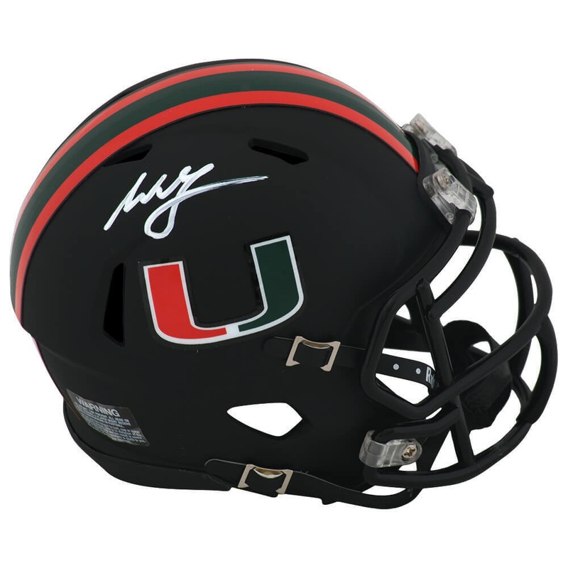 Willis McGahee Signed Miami Black Alt Riddell Speed Mini Helmet -(SCHWARTZ COA)