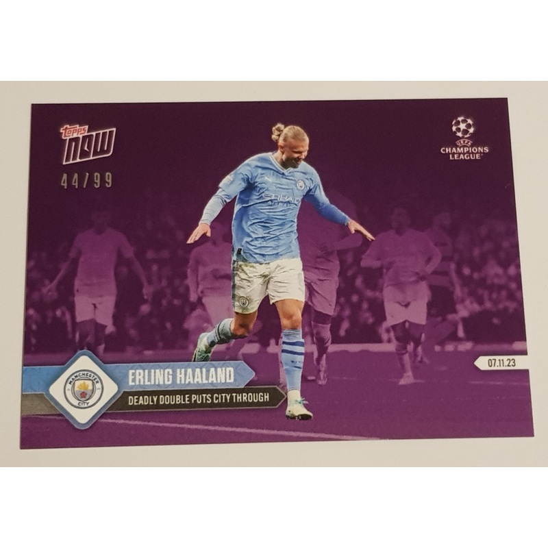2023 Topps Now Champions League Erling Haaland #059 Purple Parallel /99 Trading Card