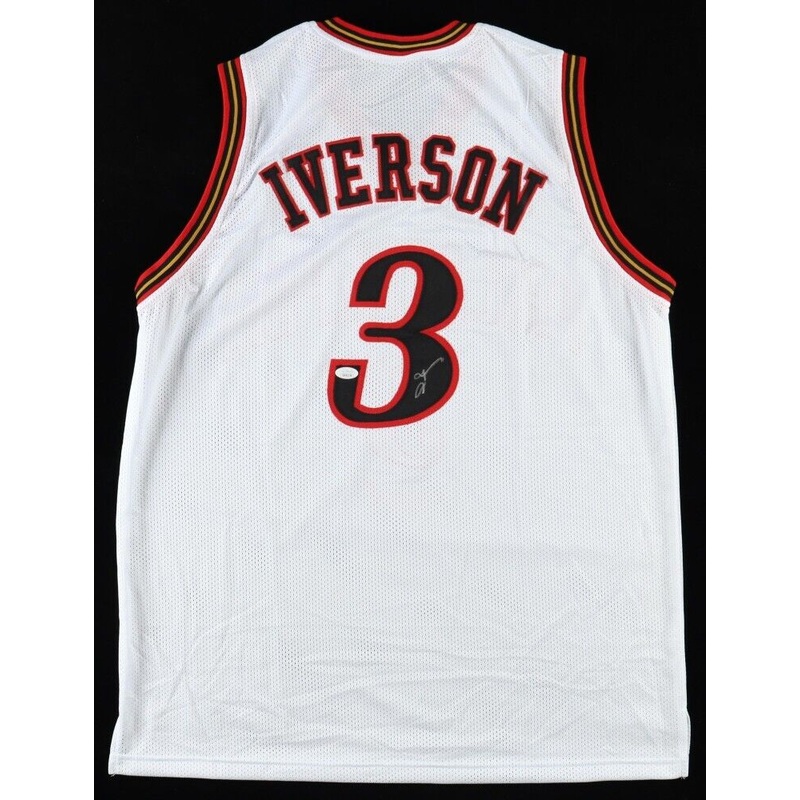 Allen Iverson Signed Philadelphia 76ers White Jersey (JSA COA) #1 Pk 1996 Draft