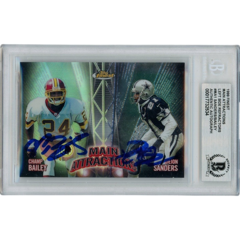 Deion Sanders Champ Bailey Signed 99 Finest Trading Card Slab Beckett 49960