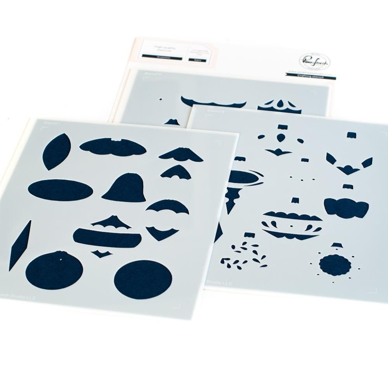 Pinkfresh Studio Stencils 4.25X5.25 3/Pkg Ornaments Layering