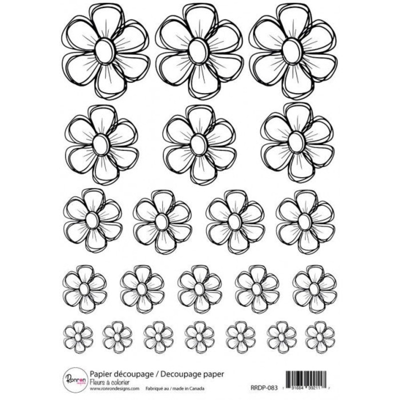 Ronron designs -Papier de riz: Fleurs  Colorier