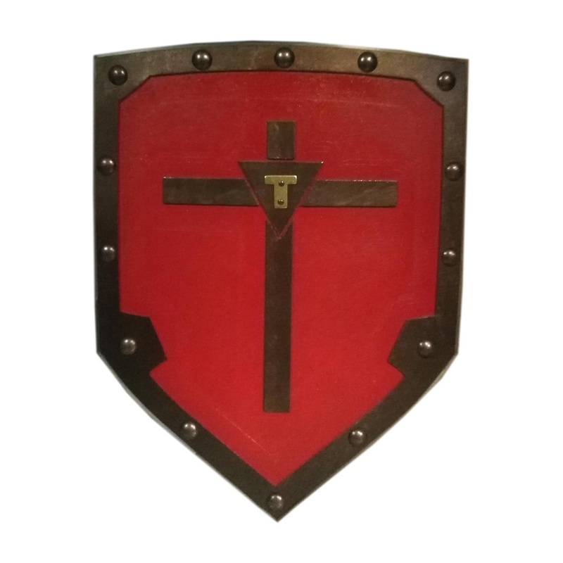 Wooden Medieval Viking Cross Shield – Red SWE103