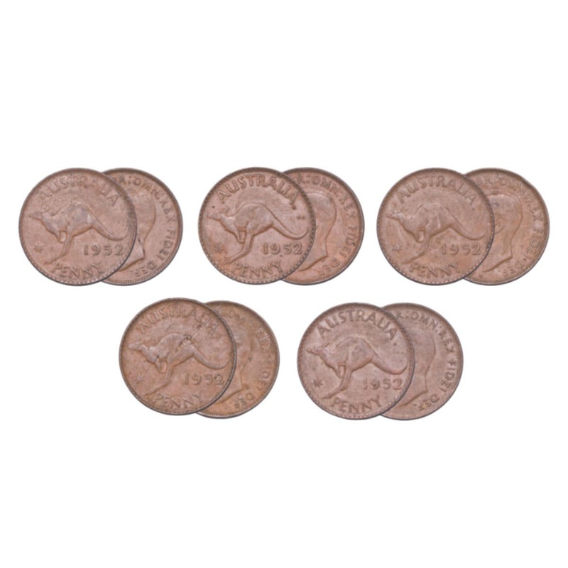 1952 Perth Mint Penny Variety 5-Coin Set Very Fine