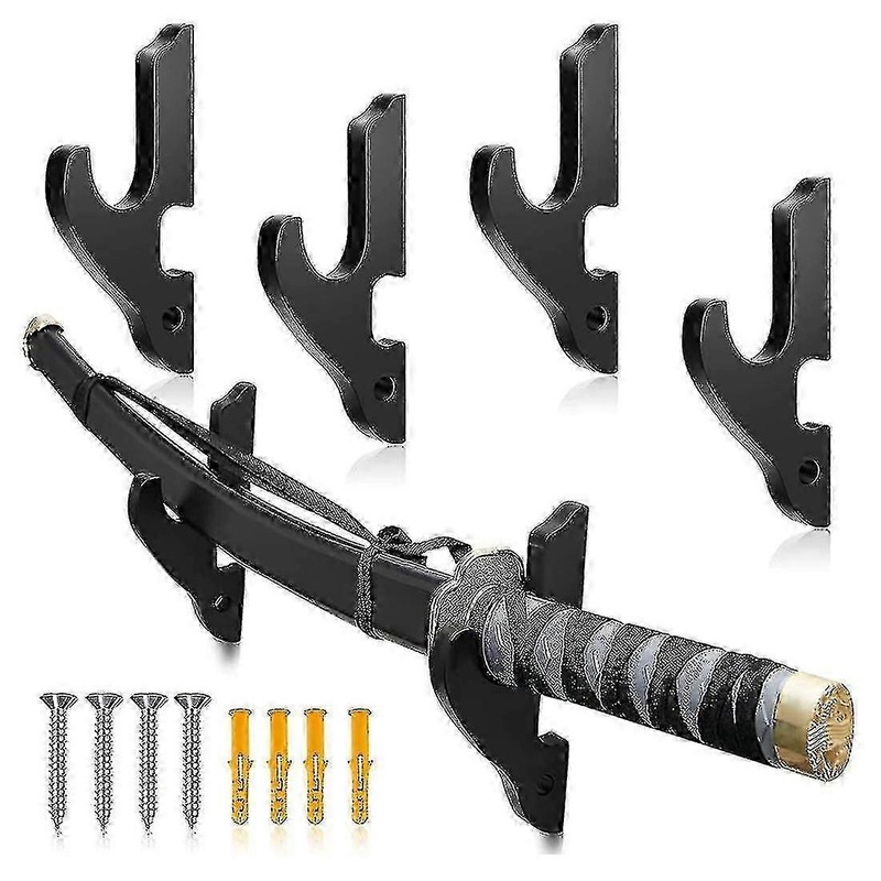 4 Sets Sword Wall Mount Adjustable Sword Holder Wood Martial Arts Stand Wall Mount Display Supplies