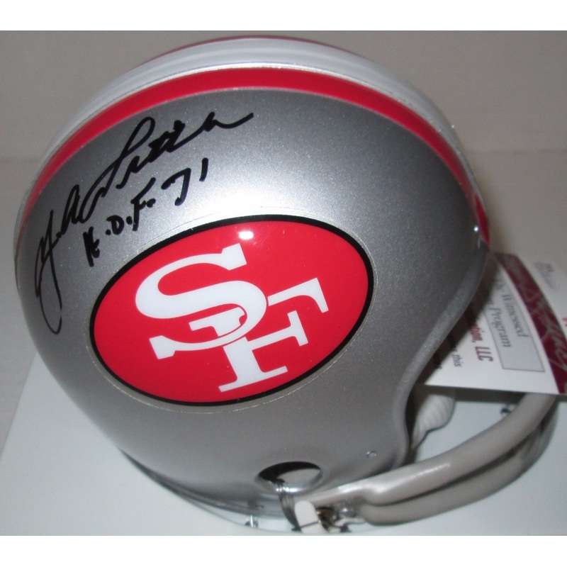 49ers YA TITTLE Signed Throwback San Fran Mini Helmet AUTO w/ HOF ’71 JSA!!