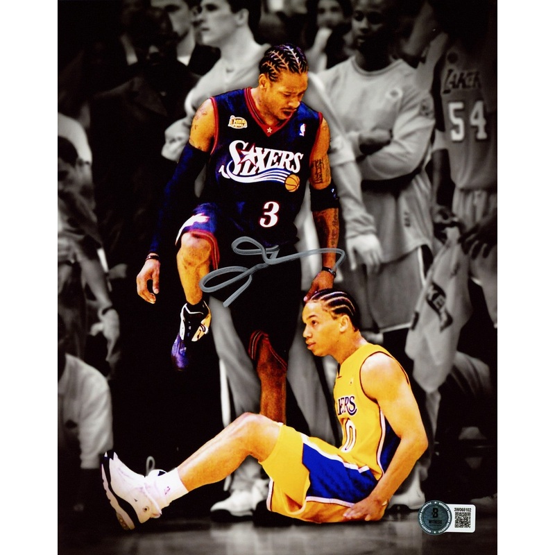 ALLEN IVERSON AUTOGRAPHED 8X10 PHOTO 76ERS STEP OVER LUE BECKETT 243615