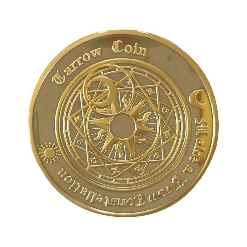 Divination Tarot Coin Gold Plated for Sun Moon Book Shelf Decoration