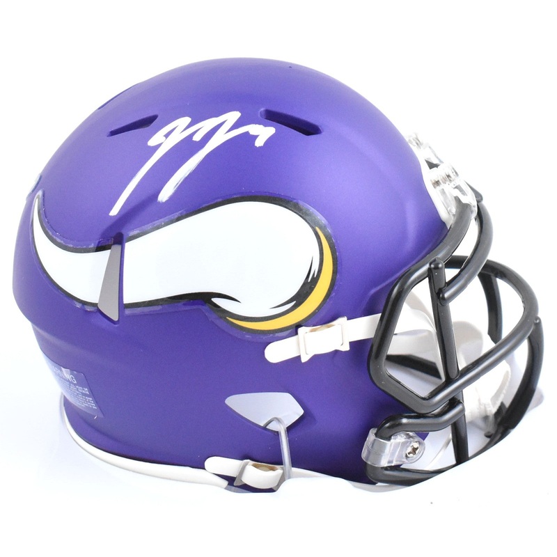 JJ McCarthy Autographed Minnesota Vikings Speed Mini Helmet Beckett W Hologram