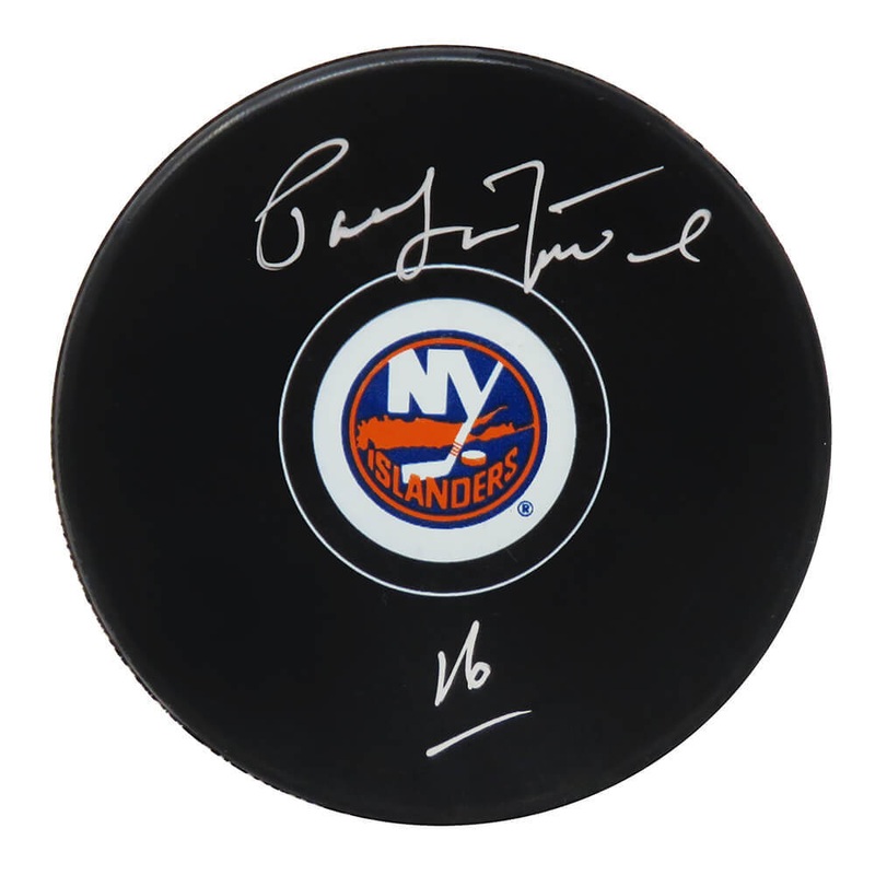 Pat LaFontaine Signed New York Islanders Logo Hockey Puck – (SCHWARTZ COA)