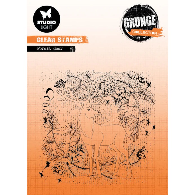 Studio Light Clear Stamp Forest Deer Grunge Collection 130x130x3mm 1 PC nr.320